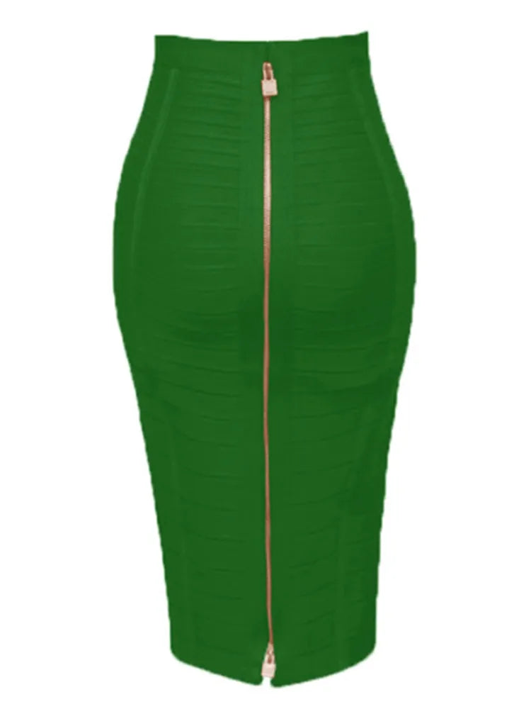 16 cores sexy sólido zíper laranja azul preto vermelho bandagem saia feminina elástica bodycon verão xl xxl lápis saias 58cm