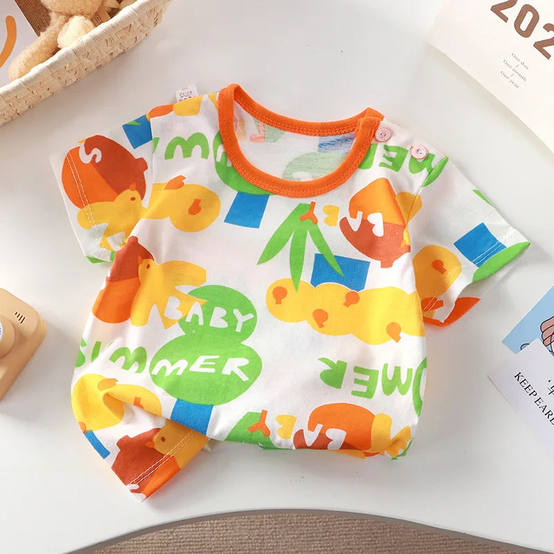 2-6y nova camiseta dos desenhos animados de algodão puro meninas de manga curta verão meia manga topos meninos topos crianças camisetas roupas