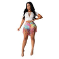 CM.YAYA-Jeans rasgado feminino com estampa Tie Dye cintura média, calça jeans curta de verão, calça da moda