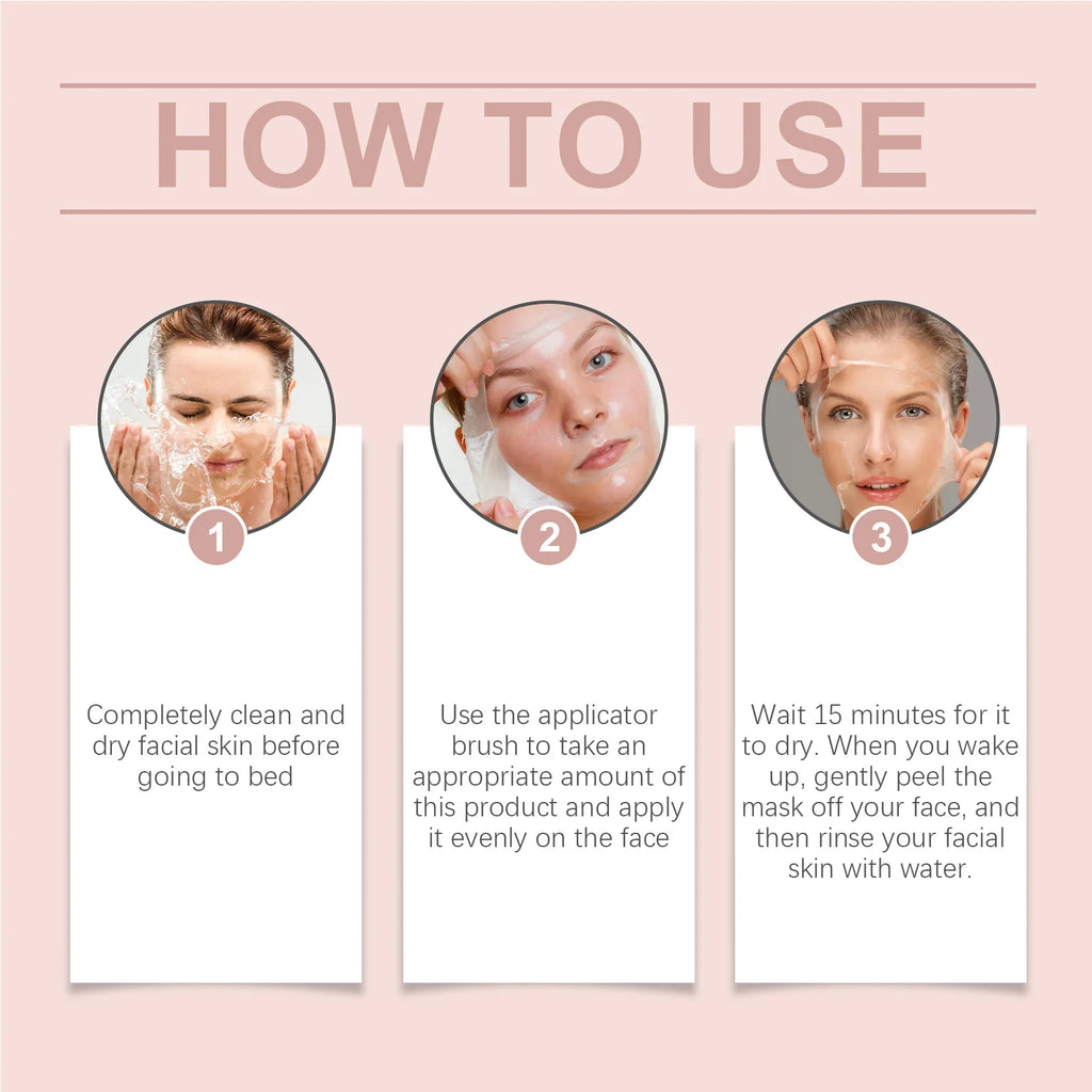 Ouhoe Máscara Peel Off de Colágeno com Pincel de Aplicação Anti Rugas Firmador Hidratante Fácil Descasque Todos os Tipos de Pele Não Irritante Limpo