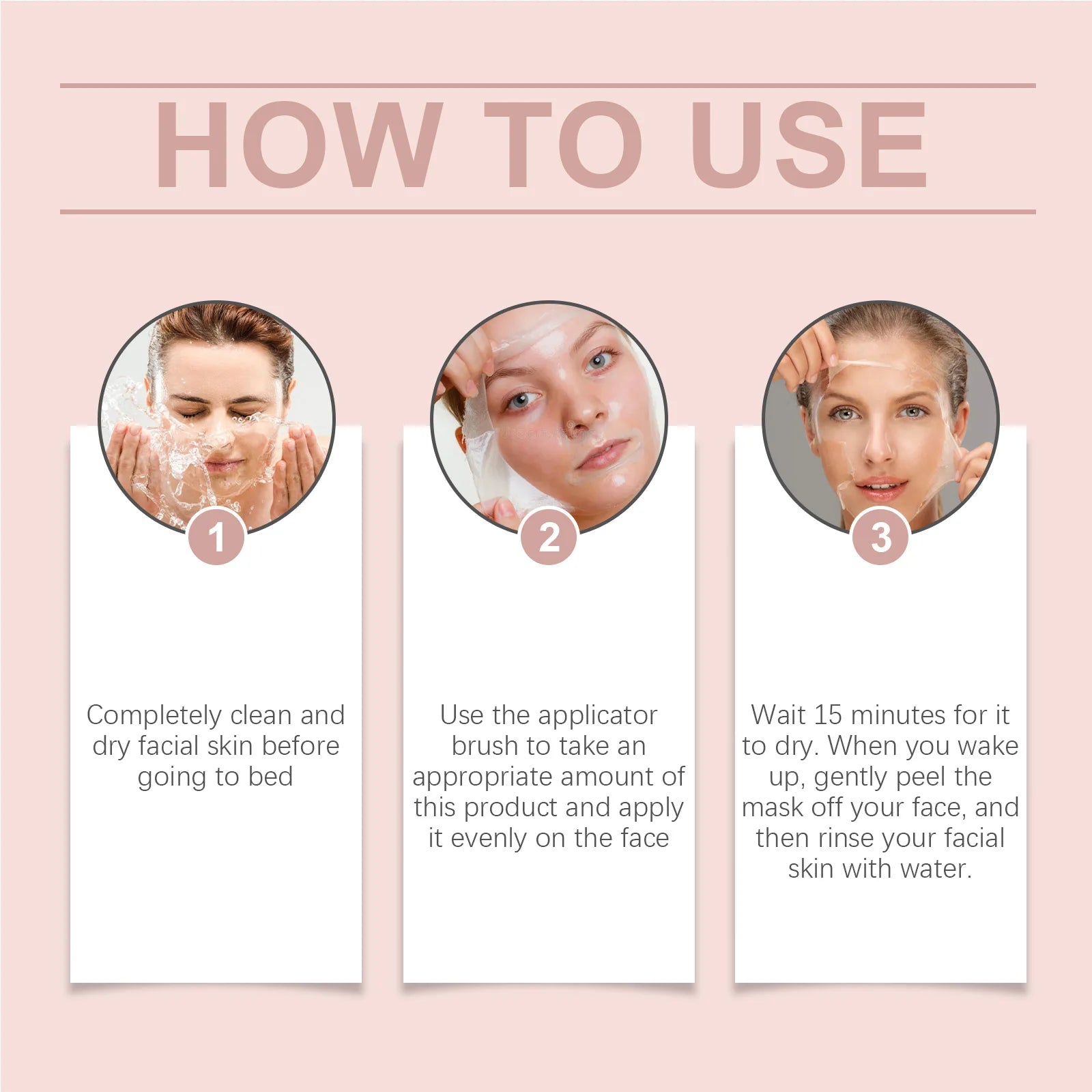 Ouhoe Máscara Peel Off de Colágeno com Pincel de Aplicação Anti Rugas Firmador Hidratante Fácil Descasque Todos os Tipos de Pele Não Irritante Limpo