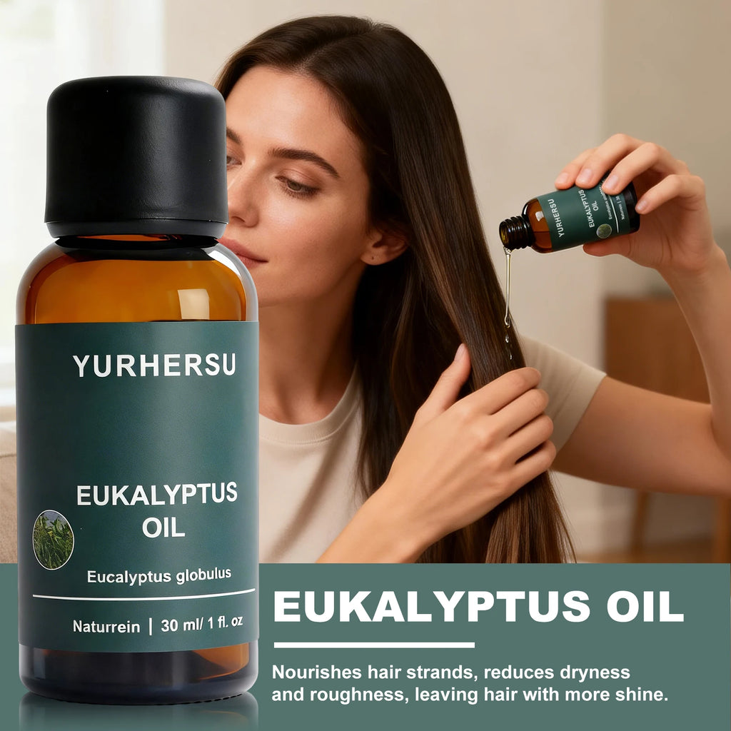 Óleo de eucalipto natural 100% puro para difusor, relaxamento, alívio frio, cuidados com a pele e cabelo, garrafa de 30ml