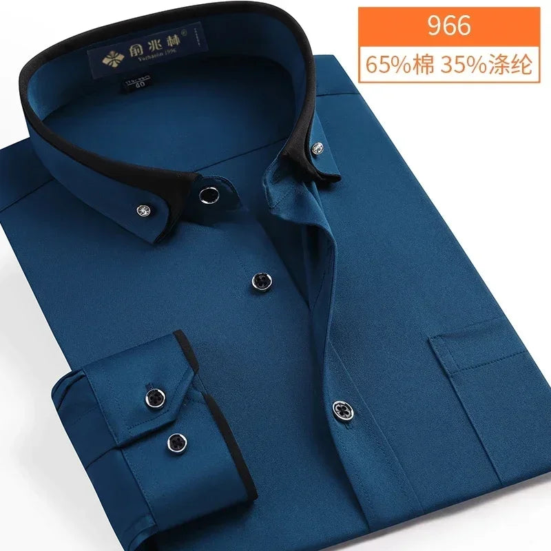 Nova chegada primavera comercial fácil cuidado camisa masculina oversize manga longa moda formal de alta qualidade plus size M-7XL8XL9XL