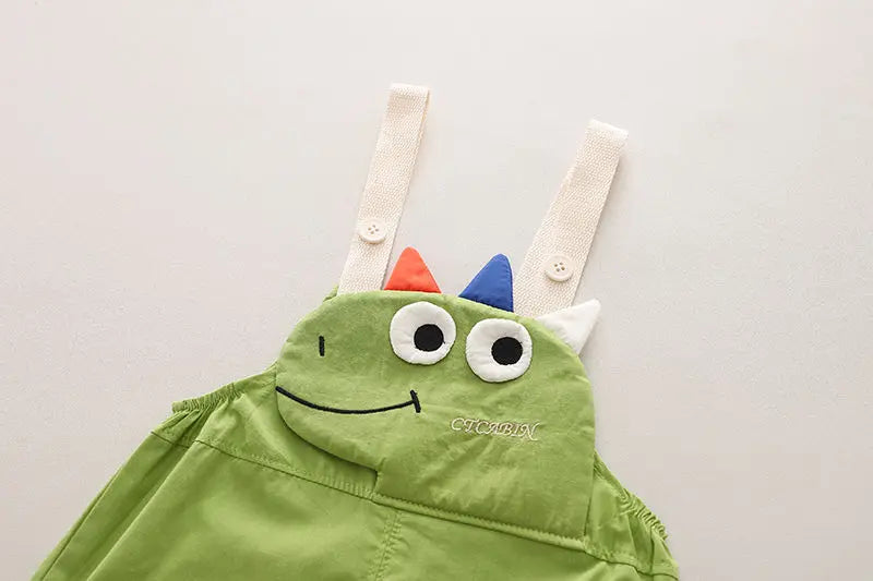 Verão crianças meninos roupas da criança casual dinossauro roupas tiras t camisa dos desenhos animados babador calças curtas 2 pçs/set crianças terno conjuntos