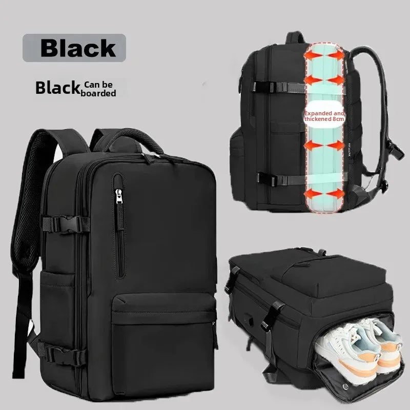 Mochila de viagem expansível de grande capacidade, bolsa de ombro dupla para viagens de negócios, montanhismo e transporte de computador