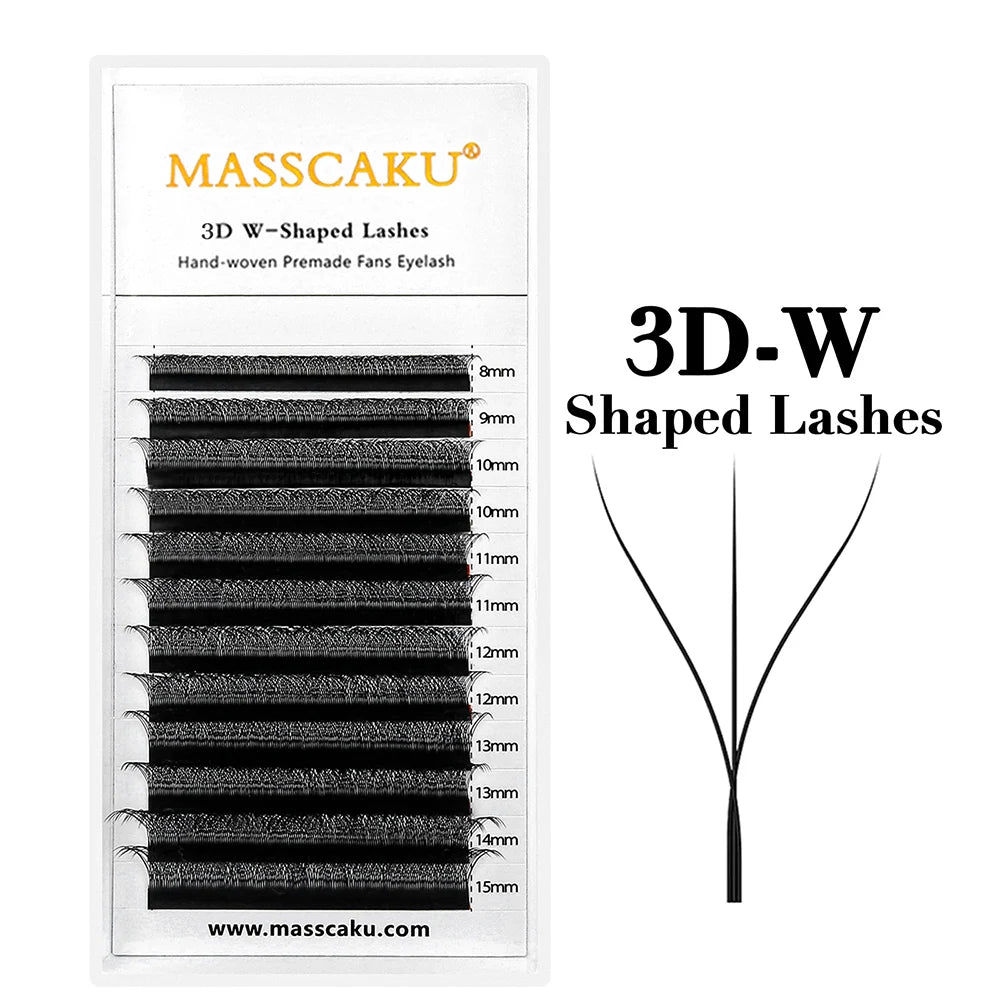 Masscaku floração automática em forma de w, flor 3d 4d 5d 6d 7d 8d, fãs pré-fabricados, extensões de cílios naturais, macios, individuais