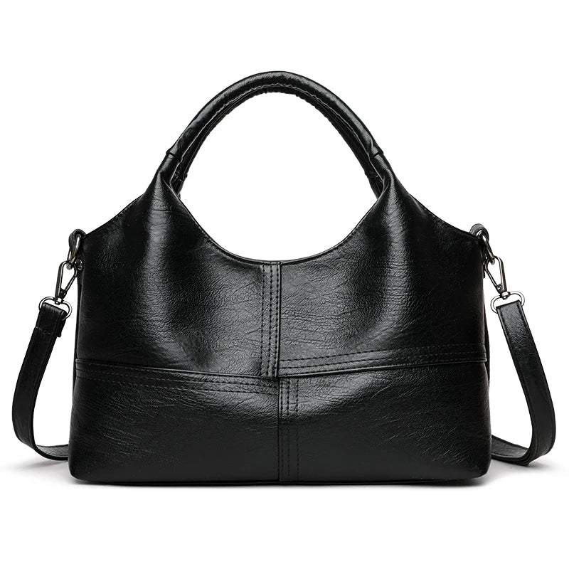Bolsa, bolsa feminina, 2025 nova bolsa de couro macio moderna e simples, bolsa mãe de meia-idade, versátil de ombro único cr