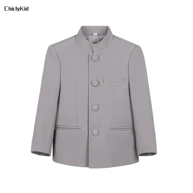 Meninos primavera outono terno jaqueta crianças festa blazers fraque topo crianças vestido formal casamento smoking desempenho casaco de manhã