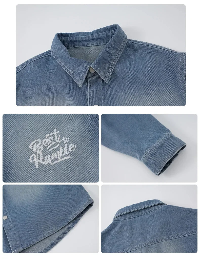 Crianças menino menina solta casual streetwear moda hip hop crianças denim camisa calça jeans define ternos agasalho roupas de palco traje