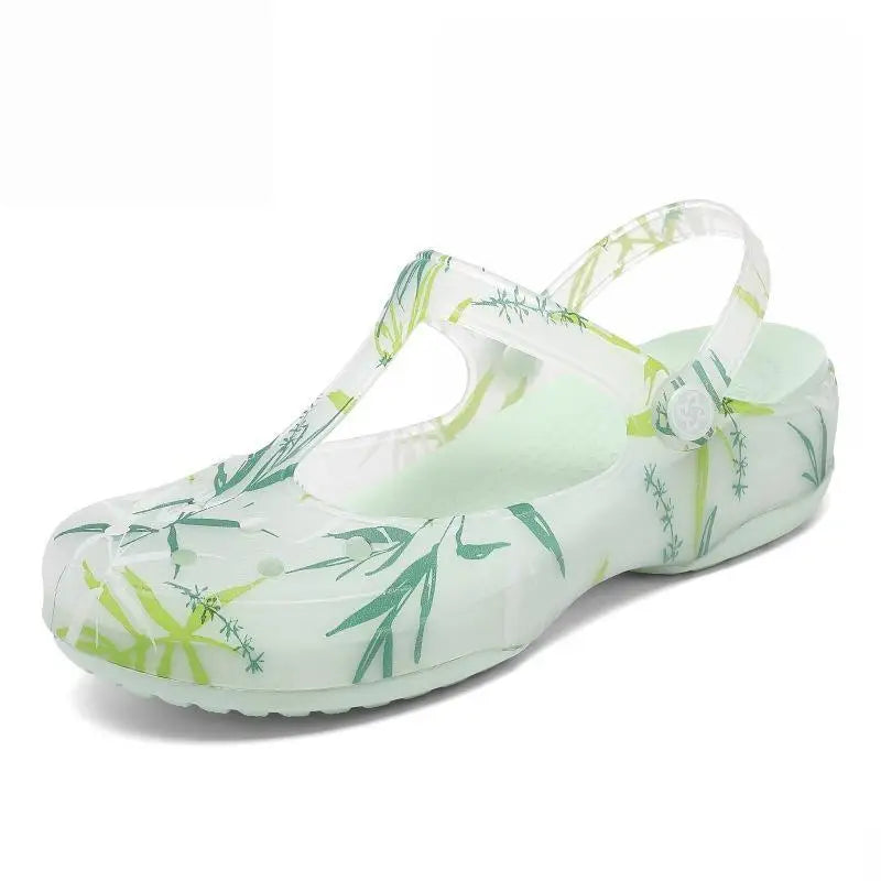 Tamancos de bambu respiráveis femininos, sandálias femininas, mulas femininas, sapatos de jardim, chinelos, fundo macio, plataforma, praia, 35-40, verão