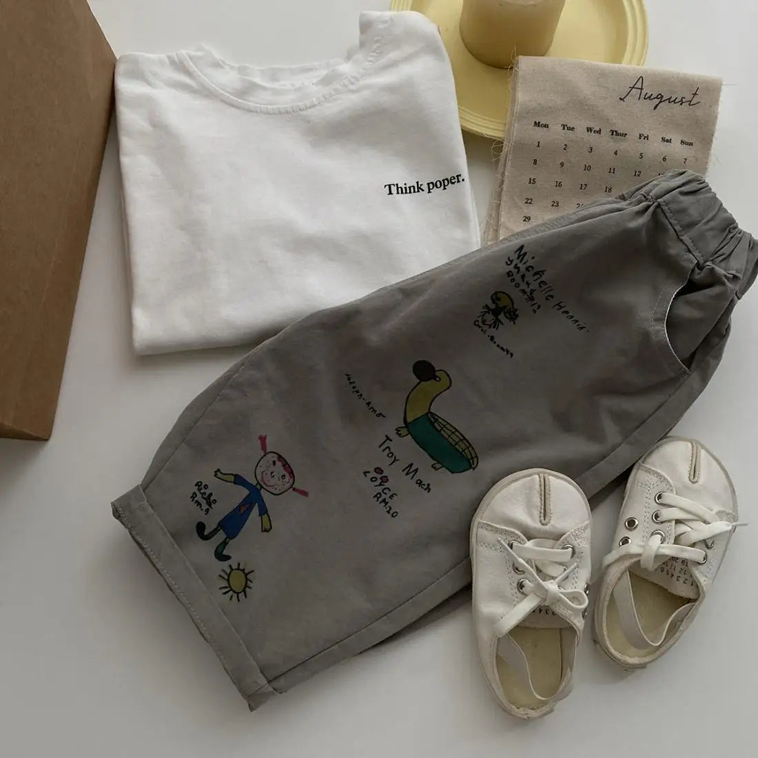 Japão coreano crianças roupas menino crianças moda calças primavera outono bebê bolso tornozelo comprimento solto menina dos desenhos animados calças casuais