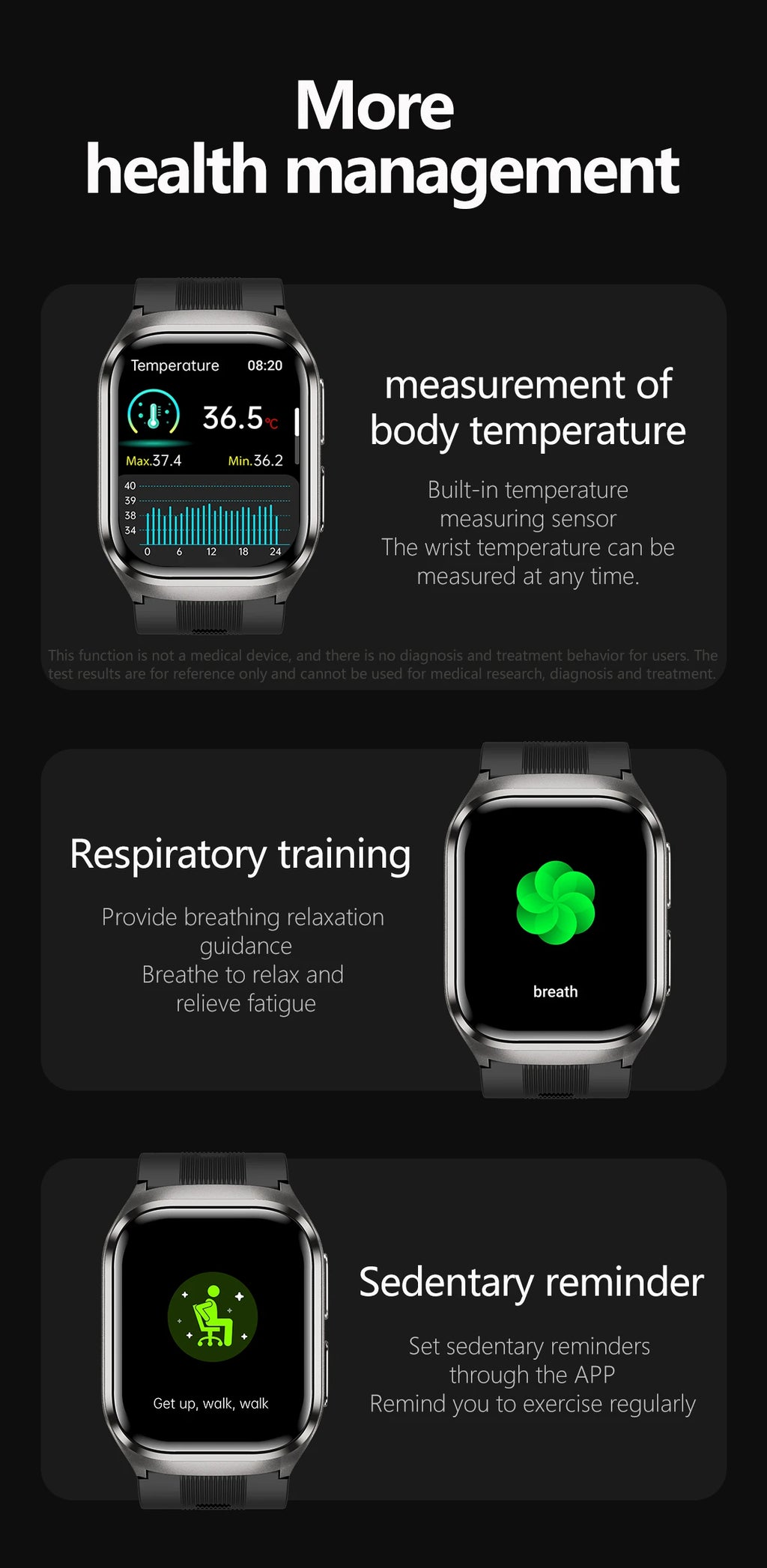 Novo Relógio de Saúde 2026: Medição Precisa de Pressão Arterial, Ácido Úrico e Lipídios no Sangue – Smartwatch Masculino e Feminino à Prova d'Água com Airbag