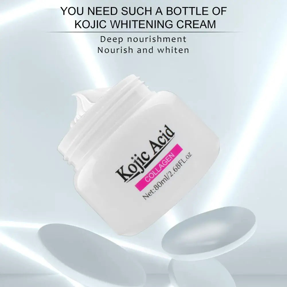 Creme Hidratante Ácido Kójico de Colágeno, Nutrido, Pele Danificada, Brilhante e Suave, Facial, Cuidado, Reparação, R1U9, 80ml