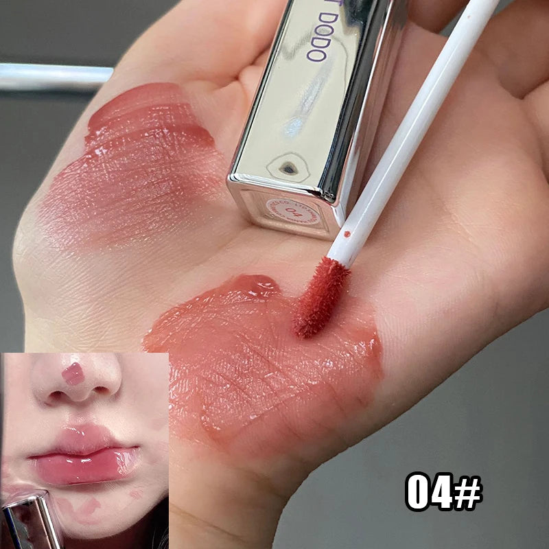 Punk roxo espelho água brilho labial tubo de prata vermelho lábio esmalte vidro óleo labial à prova dwaterproof água batom líquido nude claro matiz maquiagem 1pc