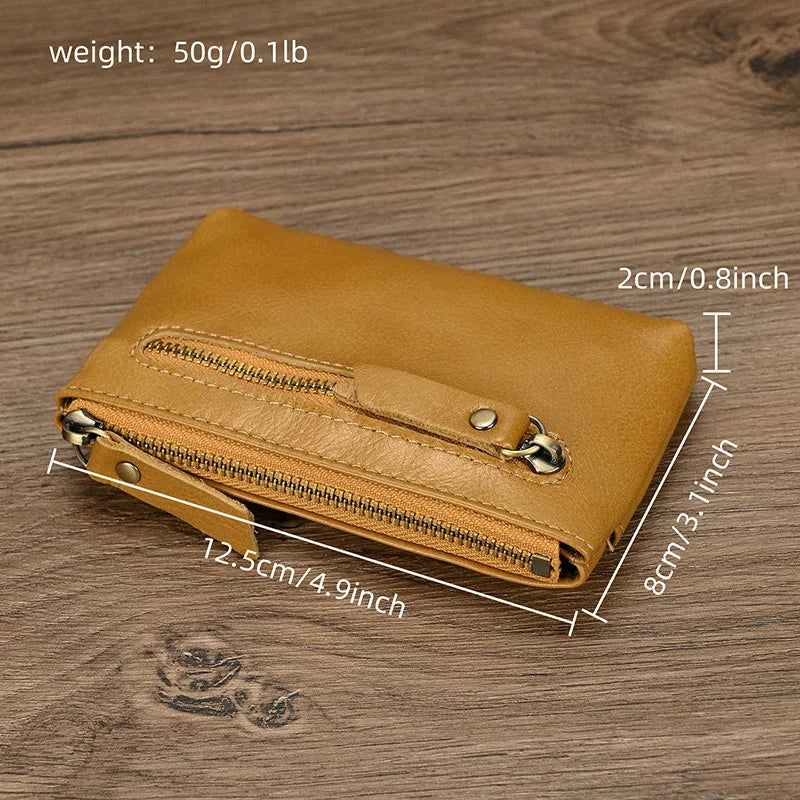 Luufan couro genuíno zíper moeda cartão bolsa de couro real rfid titular do cartão embreagem carteiras slots para homens mulheres mini bolsa fina