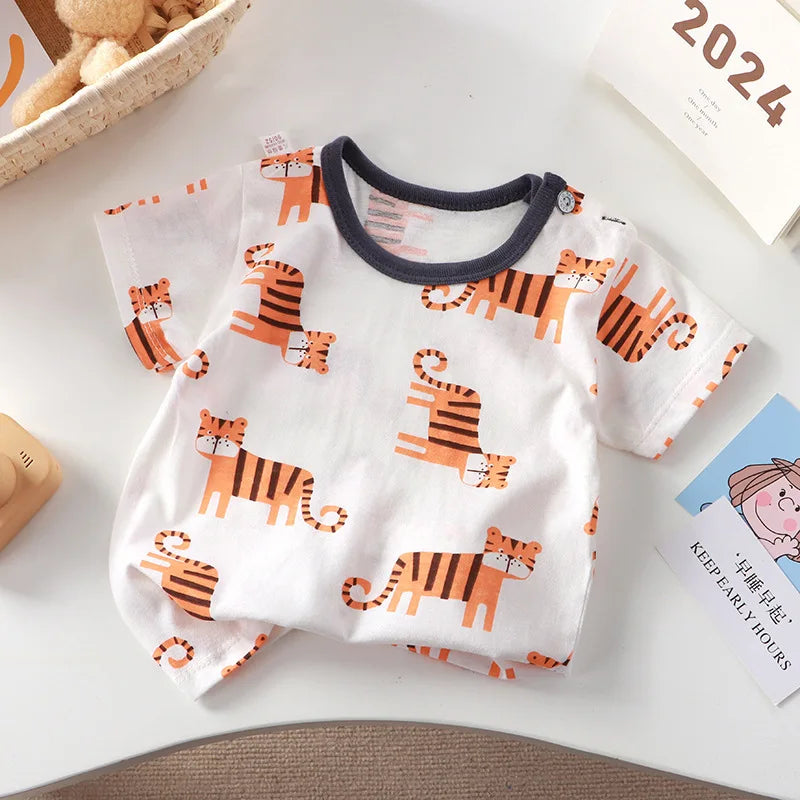 2-6y nova camiseta dos desenhos animados de algodão puro meninas de manga curta verão meia manga topos meninos topos crianças camisetas roupas