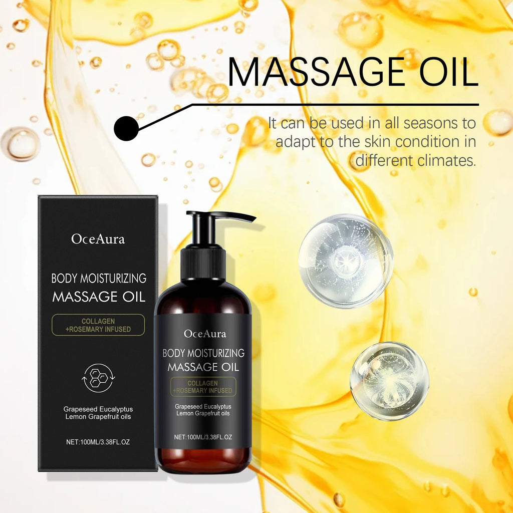 Óleo de massagem corporal hidratante nutritivo suavizante da pele reduzir a secura óleo de alecrim iluminar suave endurecimento corpo spa cuidados com a pele