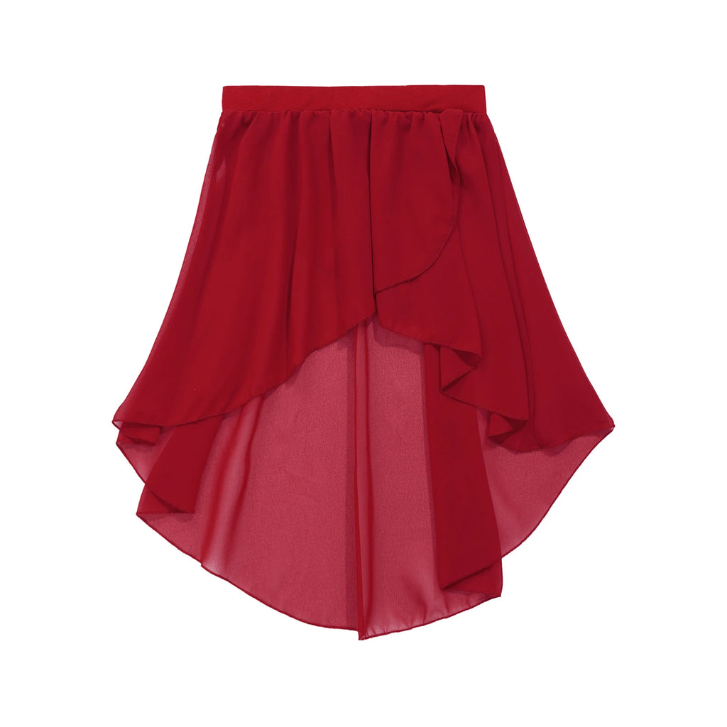 Crianças meninas cintura elástica oi-baixo chiffon saia moderna dança lírica jazz latino cha-cha ballet patinação desempenho roupas