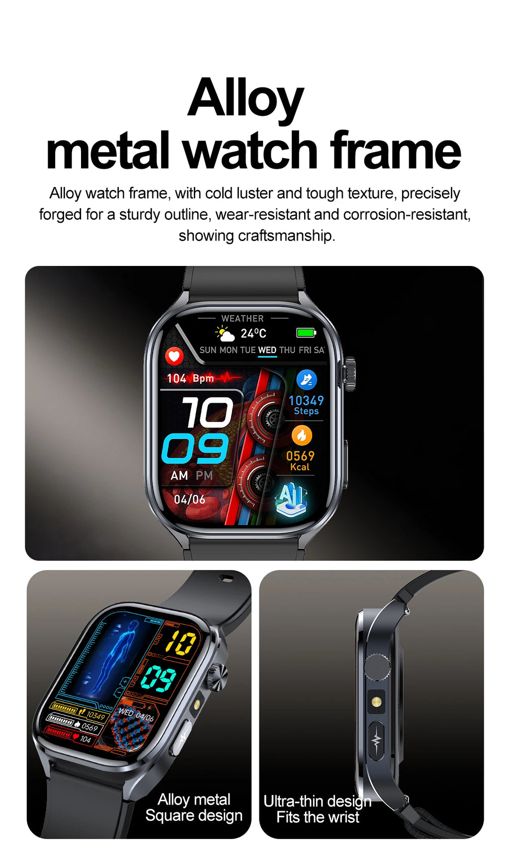 Novo Smartwatch 2026 com ECG Preciso, Análise de Saúde Cardíaca, Análise de Sangue, Lipídios no Sangue, Pressão Arterial e Chamada Bluetooth para Homens