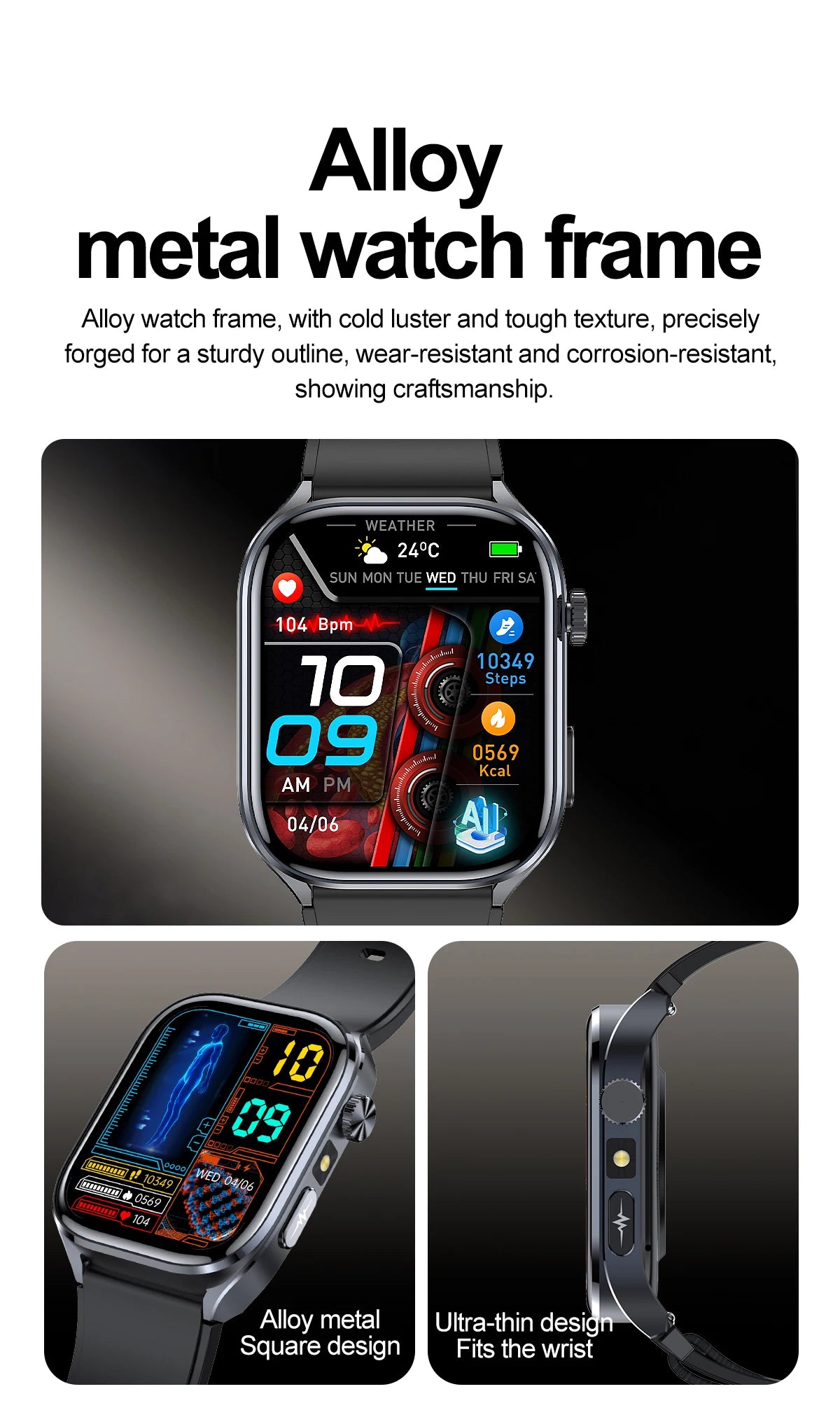 Novo Smartwatch 2026 com ECG Preciso, Análise de Saúde Cardíaca, Análise de Sangue, Lipídios no Sangue, Pressão Arterial e Chamada Bluetooth para Homens