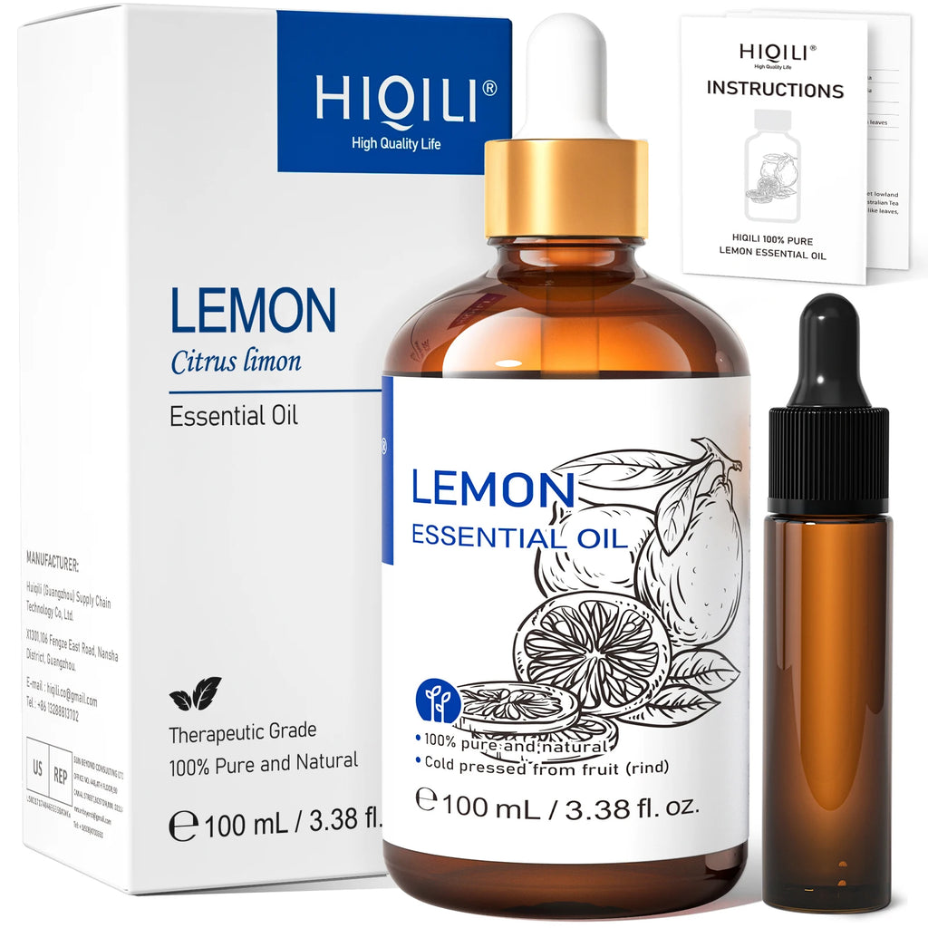 Óleo Essencial HIQILI 100ml com Conta-Gotas, Lavanda, Jasmim, Laranja Doce, Hortelã, Alecrim, Baunilha para Difusor / Umidificador