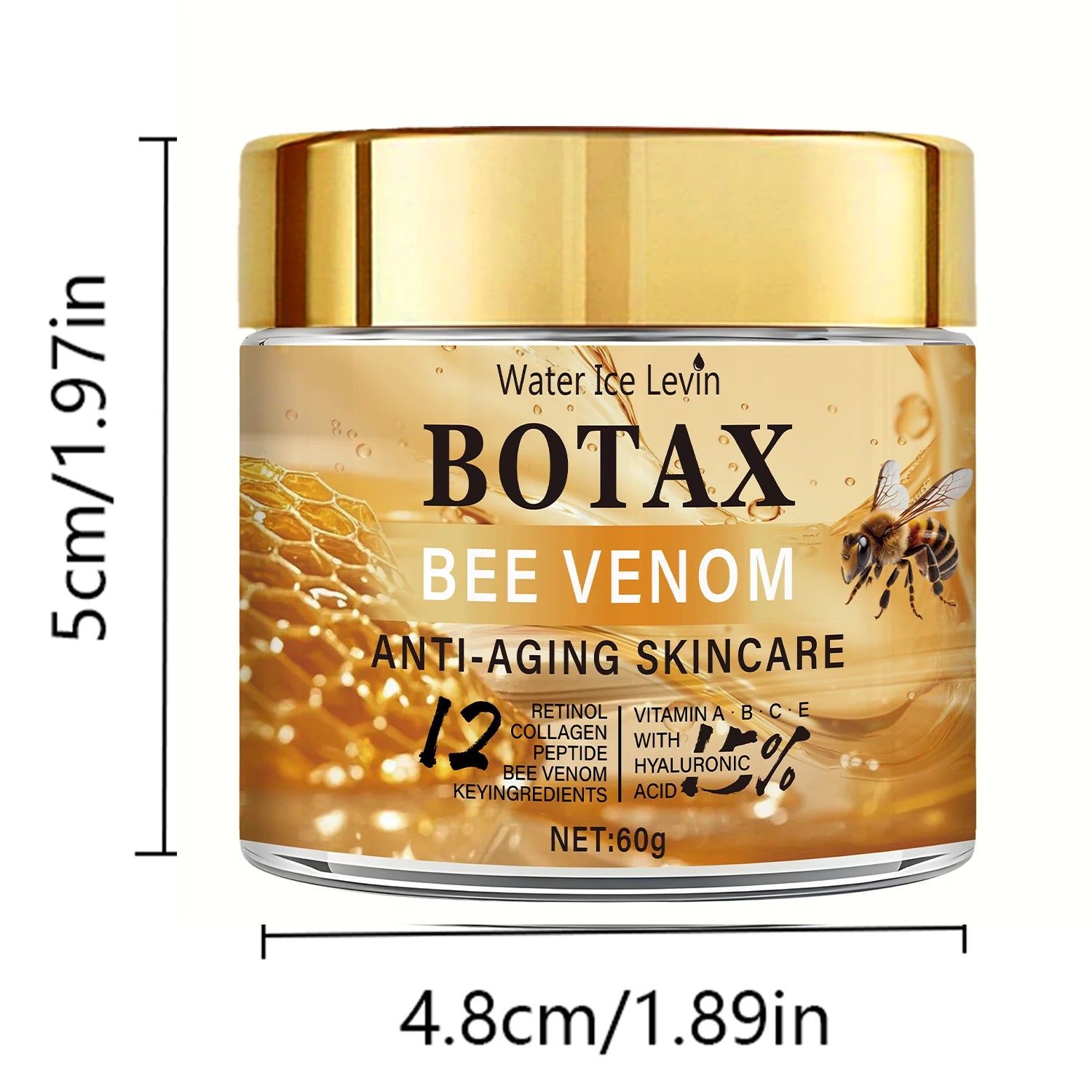 Creme de Veneno de Abelha Botax - Tratamento para Rugas Profundas, Rejuvenescimento e Ação Firmadora com Colágeno Water Ice Levin. 60g.