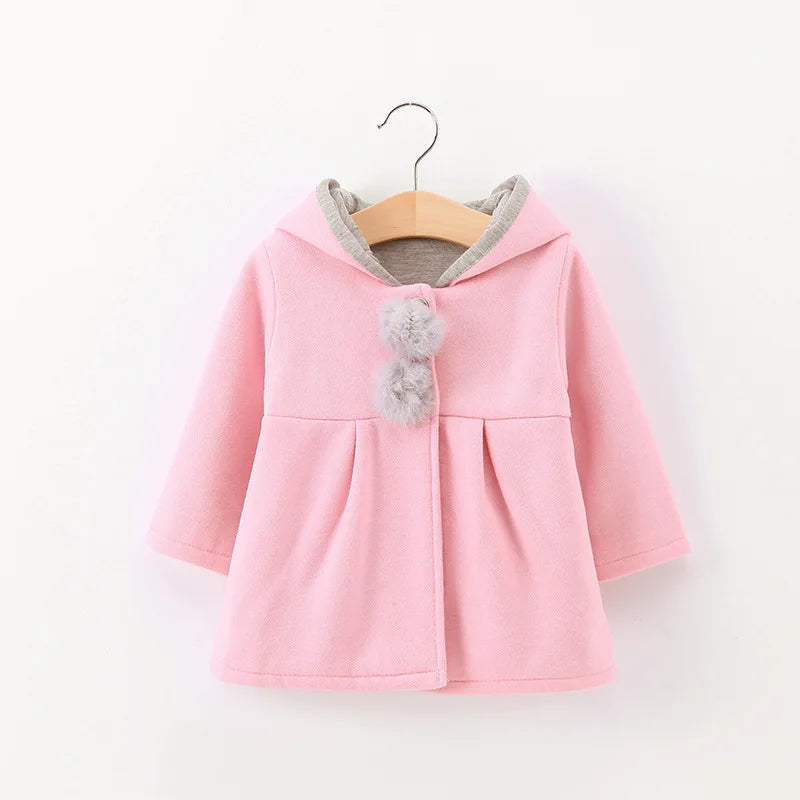 Jaqueta de algodão quente para bebês com orelhas de coelho, roupas infantis, casaco infantil, casacos, outono, primavera