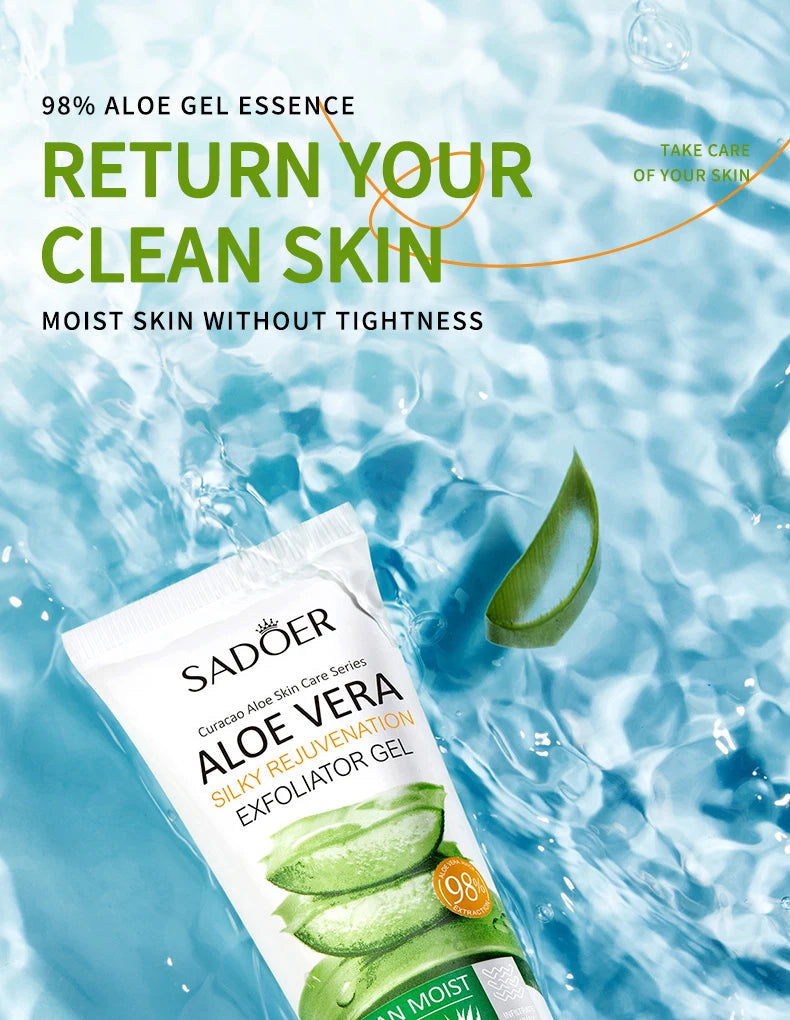 SADOER Gel Esfoliante Facial de Aloe Vera: Limpeza Profunda, Hidratação Suave e Esfoliação Facial
