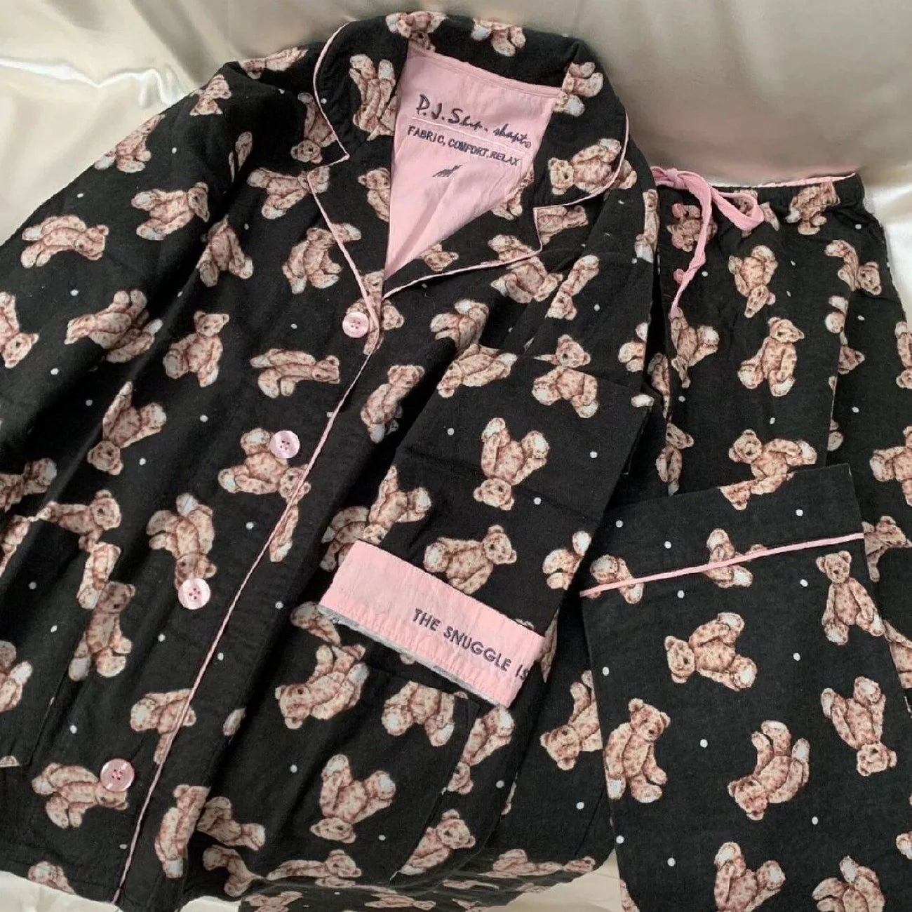 Pijama de algodão macio conjunto de pijamas femininos bonito dos desenhos animados pijamas impressão pijamas elegantes calças superiores 2 pçs femme nightwear loungewear