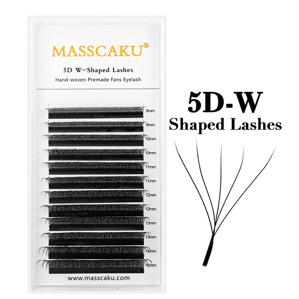 Masscaku floração automática em forma de w, flor 3d 4d 5d 6d 7d 8d, fãs pré-fabricados, extensões de cílios naturais, macios, individuais