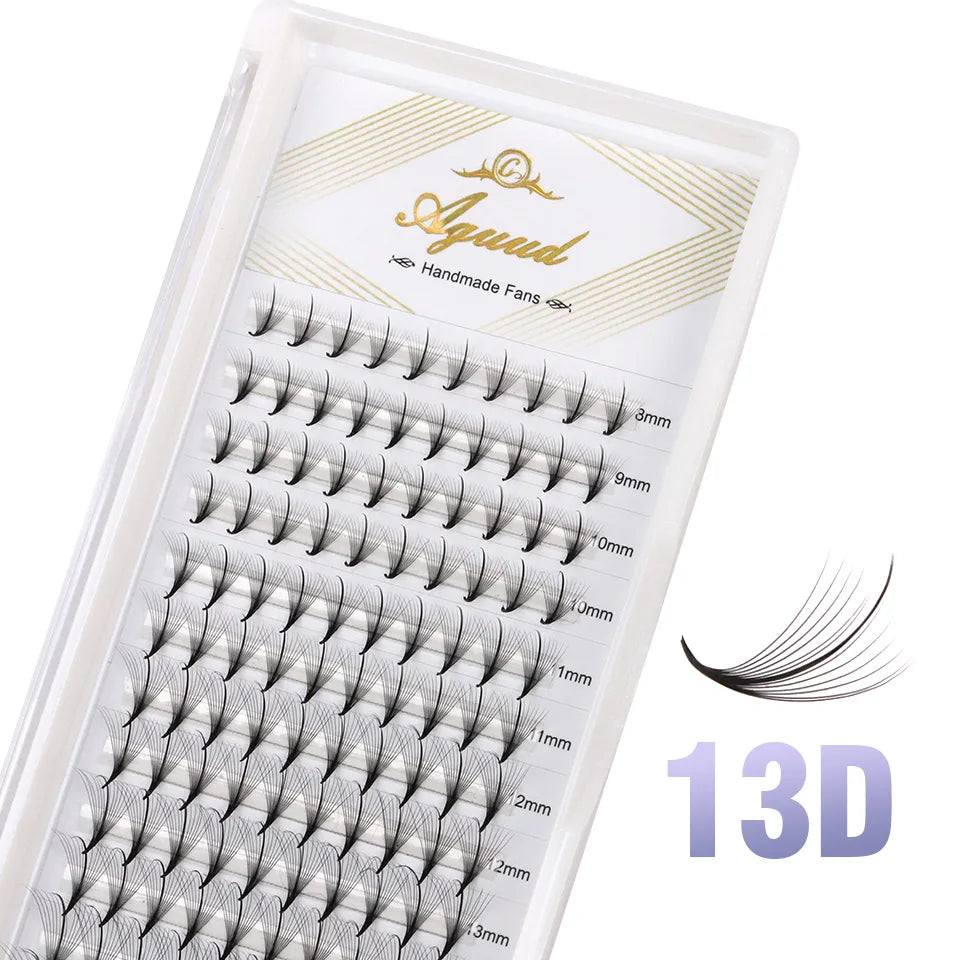 Aguud 3d/5d/7d/9d fino pré-fabricado fãs lash extensão pontiaguda base promade pico fãs cluster cílios volume russo lash extensão