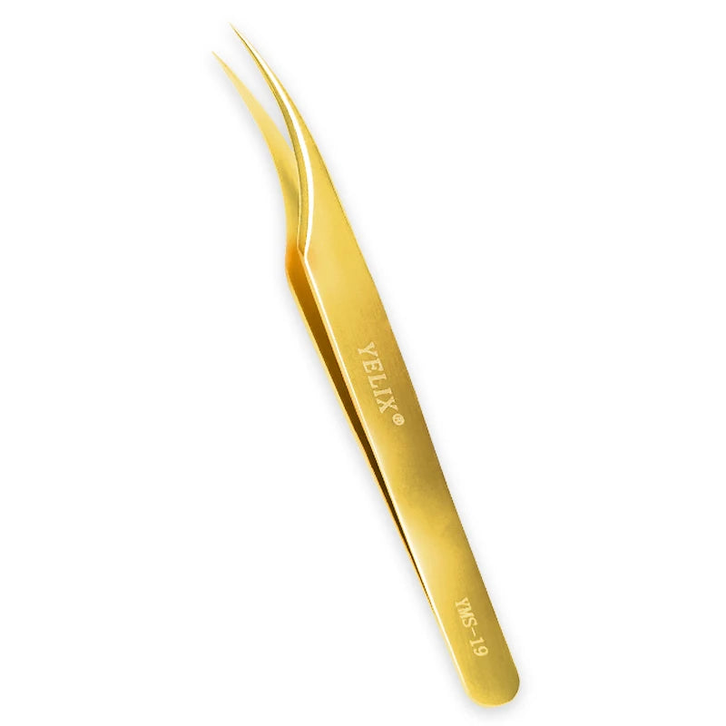 Yelix-pinça profissional de pestanas, aço inoxidável, clássico, volume dourado, para extensões de pestanas