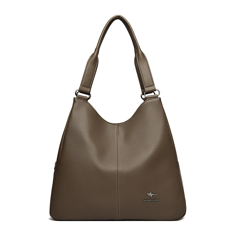 Bolsa hobo de couro com alça superior, bolsa feminina de lazer, bolsa de ombro fashion, vintage, bolsa tote de grande capacidade