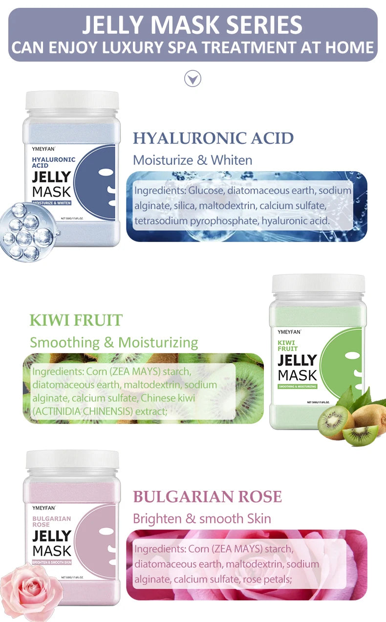 Máscara facial de gelatina em pó para tratamentos faciais, suprimentos para esteticistas, beleza profissional, cuidados com a pele, atacado, máscara em massa