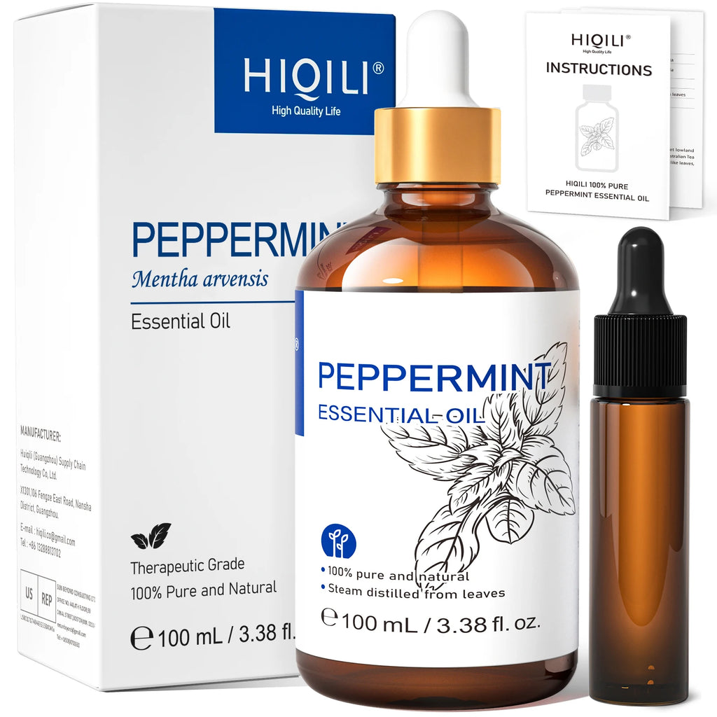 Óleo Essencial HIQILI 100ml com Conta-Gotas, Lavanda, Jasmim, Laranja Doce, Hortelã, Alecrim, Baunilha para Difusor / Umidificador