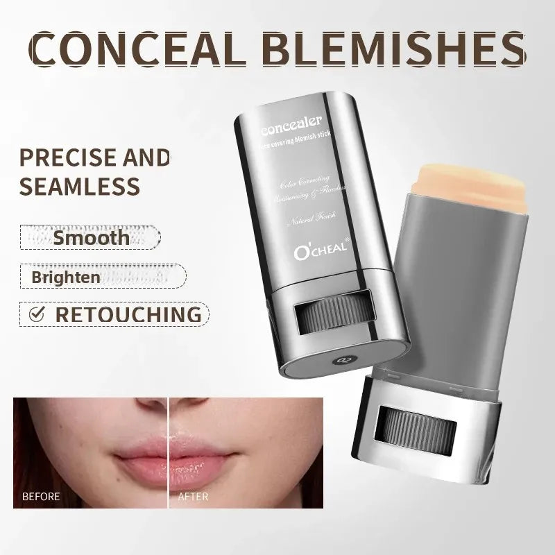Bastão de Corretivo Líquido - Cobre Marcas de Acne, Olheiras, Tatuagens e Sardas, Base Cosmética de Cobertura Total para o Rosto