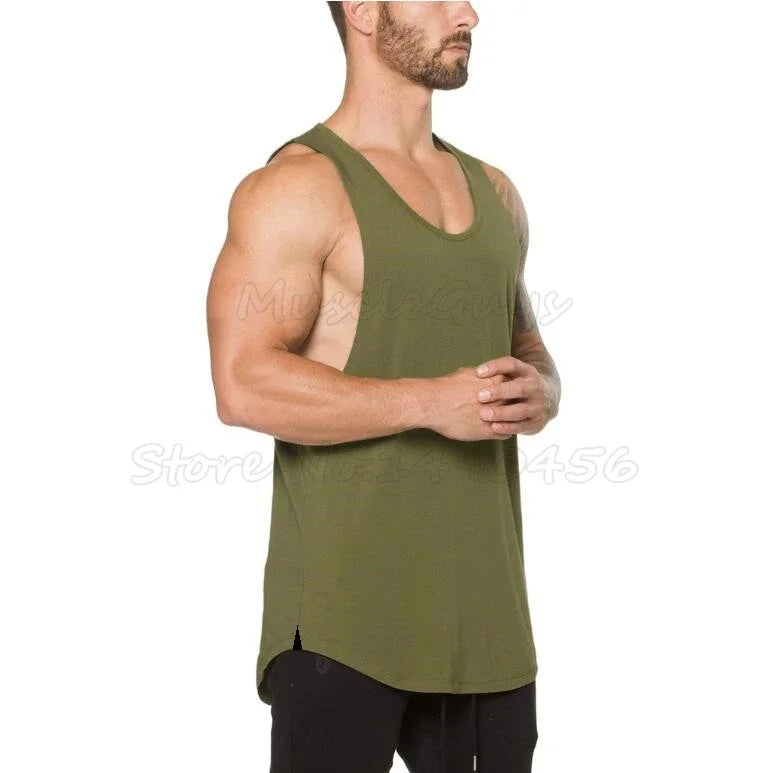 Marca roupas de ginástica dos homens musculação e fitness stringer tanque superior colete roupas esportivas undershirt treino muscular singlets
