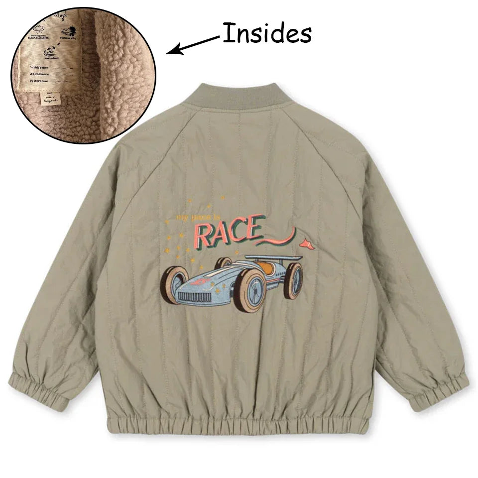 Novo 2025 ks meninas dos desenhos animados algodão velo casacos de inverno da criança meninos jaqueta de lã de cordeiro crianças casaco bordado crianças outwear roupas