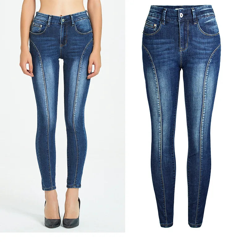 Calças Jeans Femininas Push Up, Calças Skinny de Denim, Moda 2026, Pantalones De Mujer, Pantalon Femme, Azul 2XL 3XL