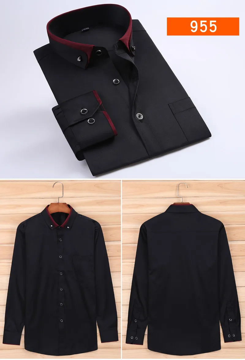 Nova chegada primavera comercial fácil cuidado camisa masculina oversize manga longa moda formal de alta qualidade plus size M-7XL8XL9XL