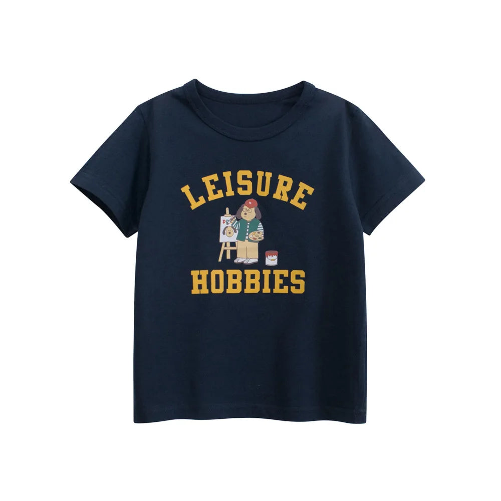 Camisetas dos desenhos animados da menina 2025 crianças 100% algodão roupas bonitos cão gato elefante crianças meninas manga curta casual esporte topo t
