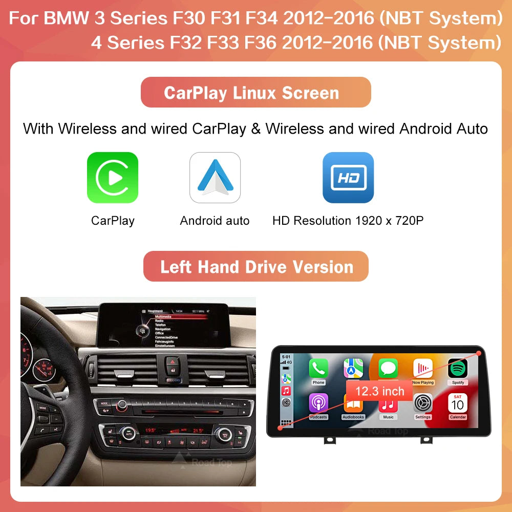 10.25 ''1920*720 Carplay Sem Fio Android Auto Display Multimídia Para BMW Série 3 4 F30 F31 F32 F33 F34 F36 NBT Tela Sensível Ao Toque