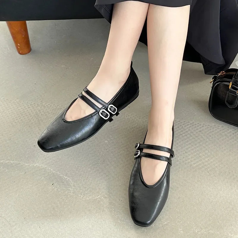 Feminino raso de luxo moda fivela cinta calçados femininos senhoras apartamentos com sapatos mulher apartamentos mary janes sapatos para mulher
