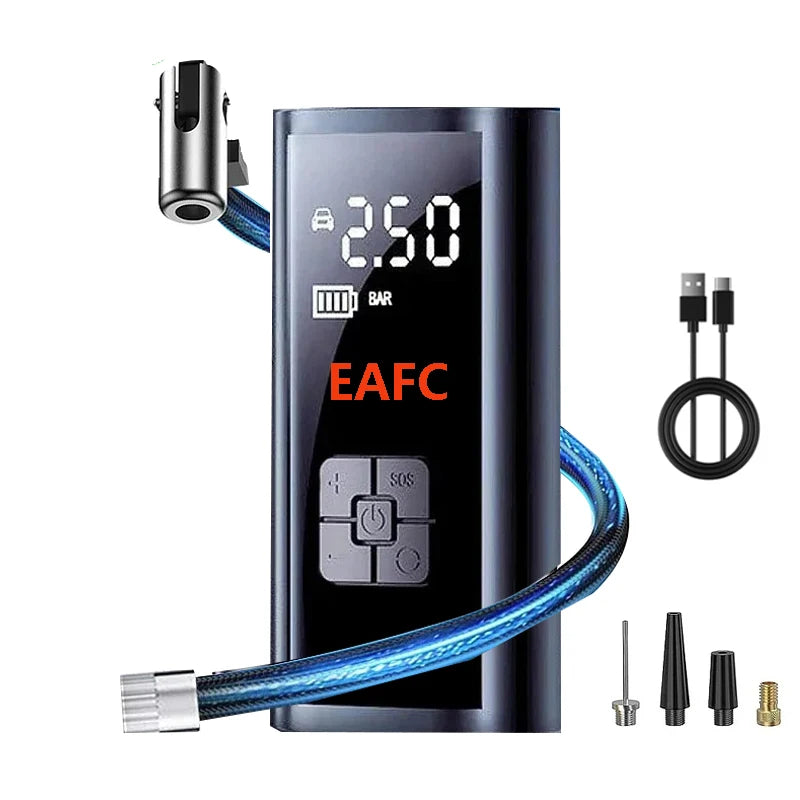 Bomba de Ar Sem Fio para Carro, Compressor de Ar, Inflador de Pneus com Luz LED, Inflador de Pneus Elétrico 150Psi para Carros, Motos e Bicicletas