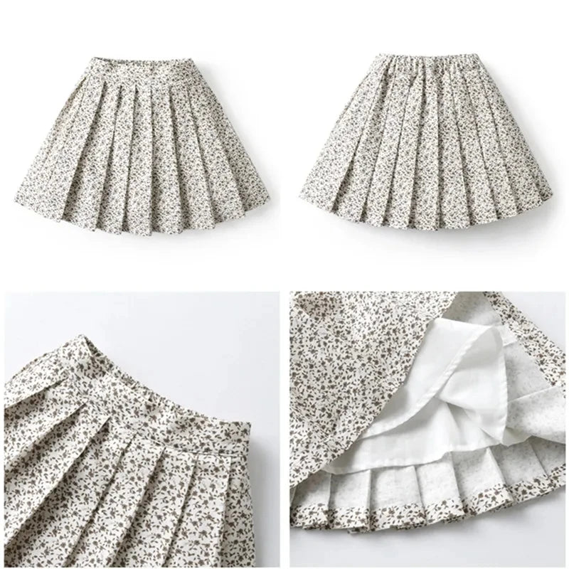 Princesa saias plissadas para crianças meninas boutique crianças roupas de férias meninas smocking vestido floral saia roupas