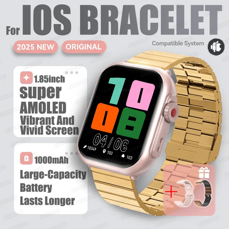2025new para xiaomi ios relógio ultra2 relógios inteligentes feminino 1000mah 1.85 "amoled tela de toque completa bt chamada senhoras moda smartwatch