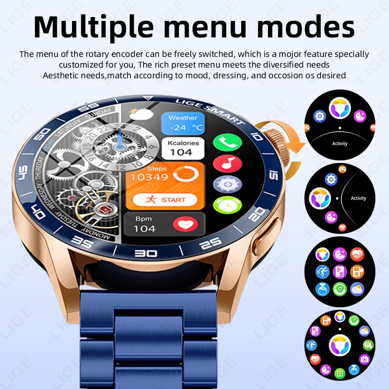 Relógio Inteligente LIGE 2026 com Chamadas de Voz para Homens, Tela HD de 1.38", IP68 à Prova D'água, Relógio Esportivo e Fitness, Novo Smartwatch para Homens e Mulheres, Compatível com Android e iOS