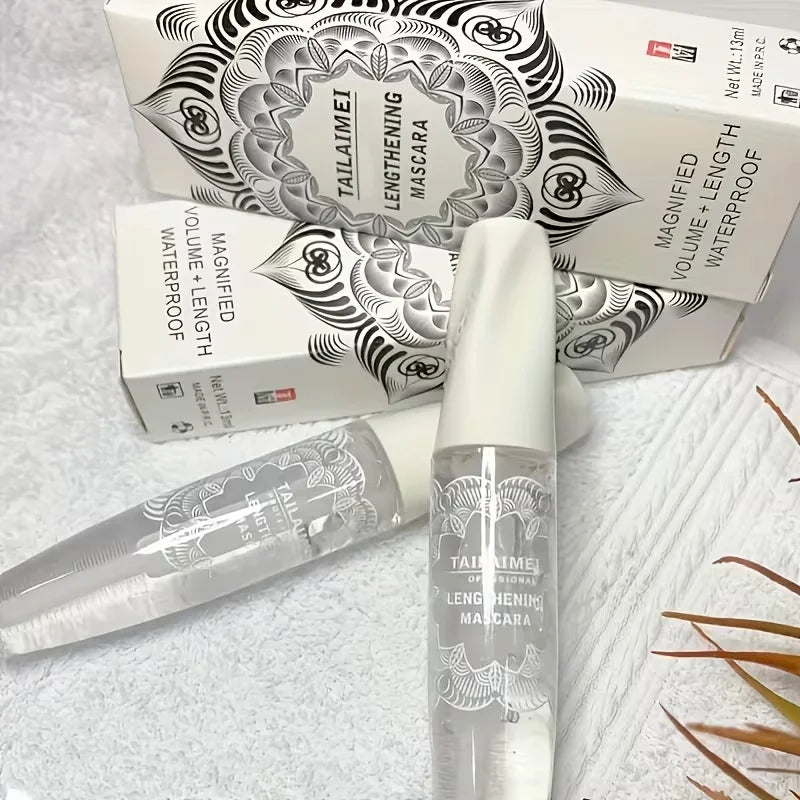 Rímel de alongamento transparente, rímel de alongamento de cílios nutritivo à prova d'água aprimorado 3D, de longa duração e à prova de manchas