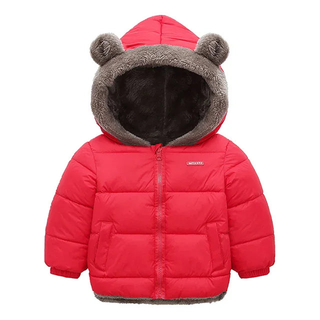 Crianças grossas para baixo jaquetas inverno engrossar casacos de pelúcia para meninos meninas cor sólida com capuz jaquetas 2-6 anos crianças parka outerwear