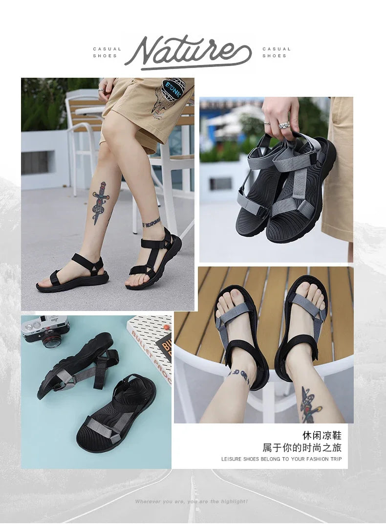 Ao ar livre leve eva sola respirável praia de areia novos homens sandálias sapatos jardim verão tamancos alta qualidade tamanho grande 46 hombre